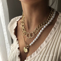 colar de coração de ouro para mulheres personalizado diy mashup colares de pingente de pérolas joias